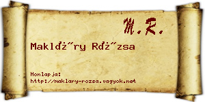 Makláry Rózsa névjegykártya