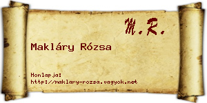 Makláry Rózsa névjegykártya